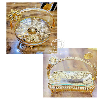 Luxus Gold Trocken Obst Süß Kuchen Platte Atemberaubend Hochzeit Party Geschenk