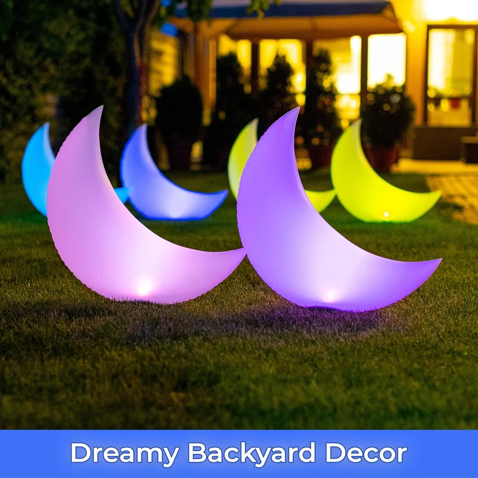 Floating Pool Lights for Swimming Pool Solar Powered - 24" Crescent Moon, 2 Pcs - Image 2 of 4