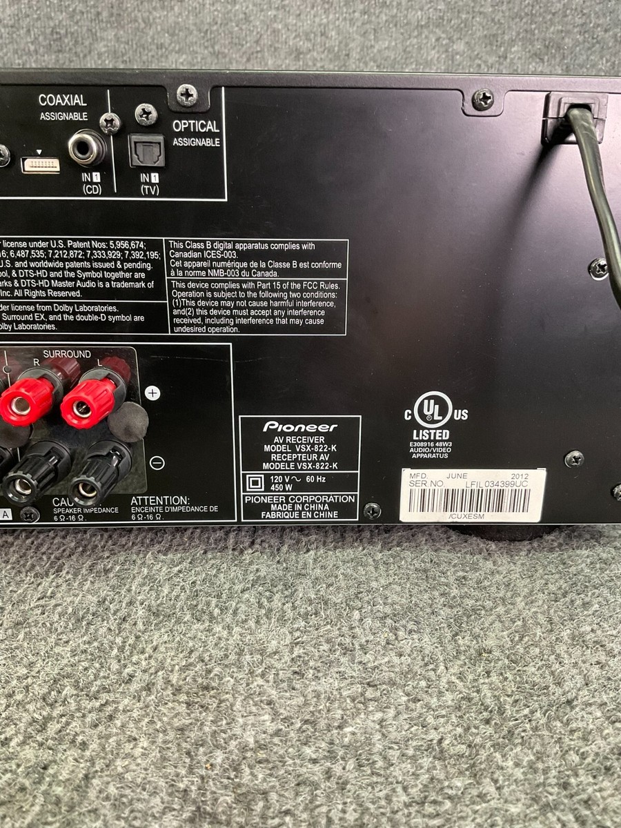 Pioneer VSX 822-K 5.1 Channel 140 Watt Receiver for sale Pioneer VSX 822-K 5.1 Channel 140 Watt Receiver for sale
