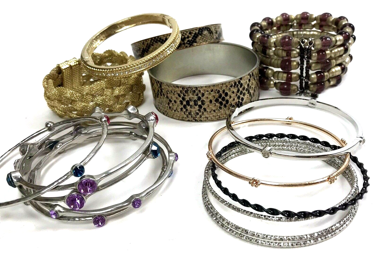 Vintage Boho Rhinestone Bangle Bracelet Stack Set-image