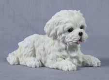 Cute Adorable Maltese Puppy White Terrier Polystone Figurine Home Decor