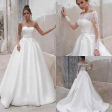 Elegant A Line Wedding Dresses Long Lace Jacket Sleeveless with Sash Bridal Gown