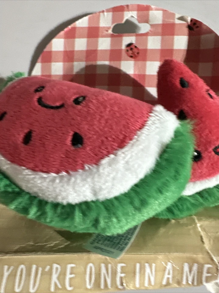 Aurora Baby 2-Piece Plush Shower Gift Watermelon Melon Rattle & Crinkle Set, New - Image 3 of 4