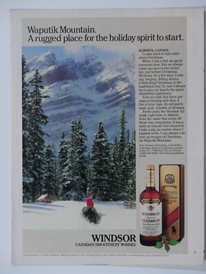 Windsor Christmas Vintage 1984 Waputik Mountain Alberta Ca. Original Print Ad