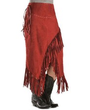 Women vintage western Fringe Red Suede Skirt , Fringe Skirt ,black Skirt