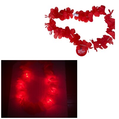 Kona Big Wave Night Flashing LED Light-Up valentines, Luau Flower Lei, Red , 32 