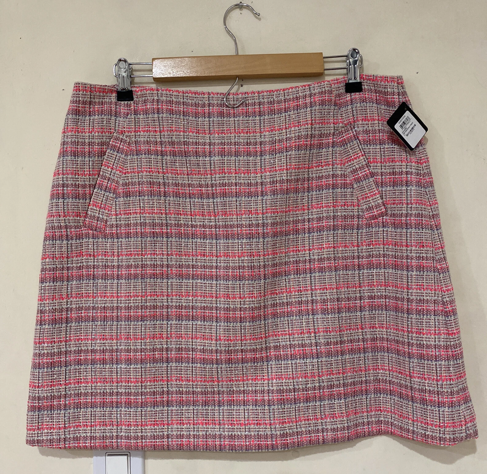 HALOGEN Pink Grapefruit Tweed lined Mini skirt Size 14