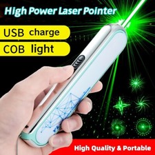 Hot Rechargeable Lazer Green Power Laser Pointer Pen Visible Beam COB Side Ligh