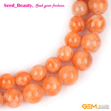AA Natural Round Orange Calcspar Calcite Beads For Jewelry Making Strand 15" SD