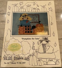 Mosey ‘N Me "Pumpkins for Sale" 1997 Number 81 Cross Stitch Chart Halloween Fall
