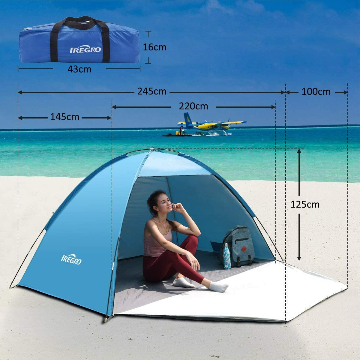 Tente Plage Pliable 1 À 3 Personnes,Abri Solaire Étanche Instantané