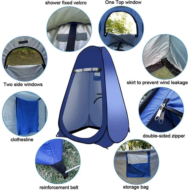 Pop Up Privacy Shower Tent Portable Outdoor Shower Tent Camp Toilet Rain Shelter - Image 2 of 4