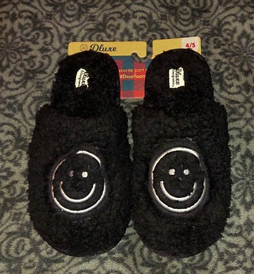 New DLUXE  DEARFOAMS Memory Foam Slip On Slippers Youth Kids Sz 4y / 5y NWT