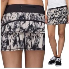 LULULEMON Marble Pace Setter Skirt Great Granite Black Mojave Tan/Black 2 /m2
