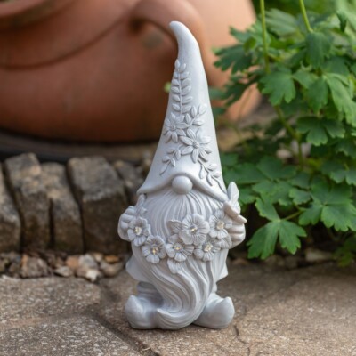 Outdoor grau Solar Gonk Statue Licht Gartendekor Terrassenweg Außenornament