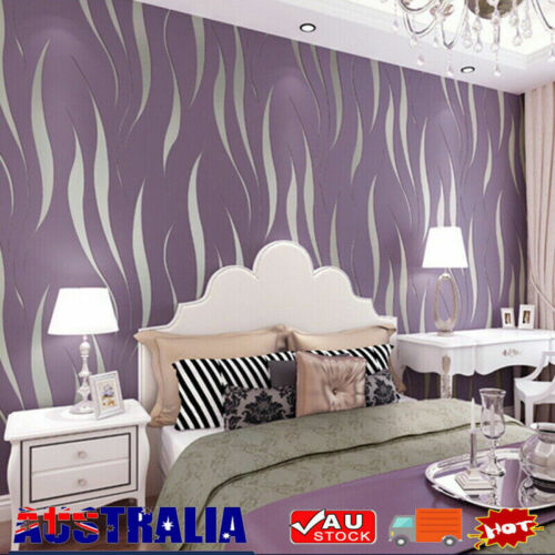 3D 10m Purple Stripe Wallpaper Classic Wide Stripe Mix Vintage Home Decor - Picture 1 of 8