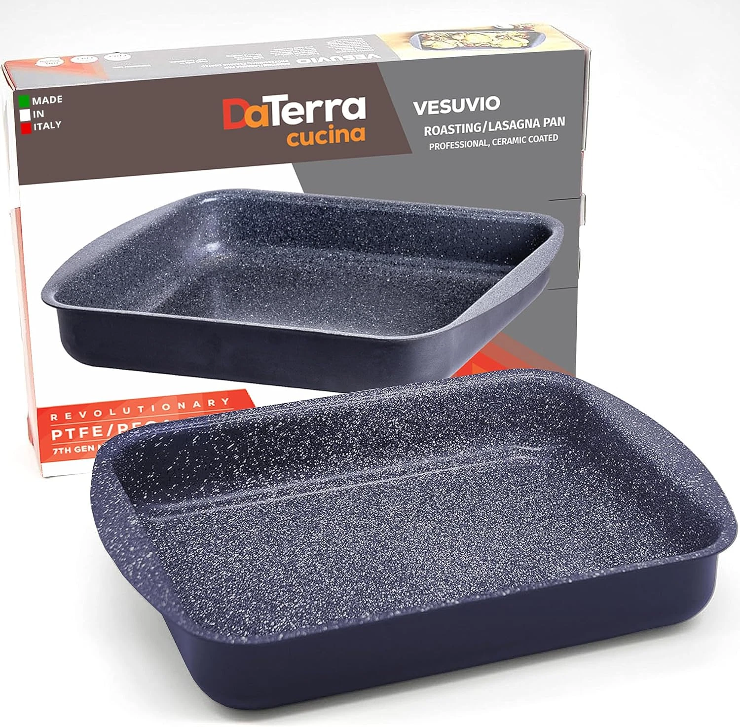 Nonstick Ceramic Roasting Pan - Oven Safe & Stovetop Compatible, Made in Italy
