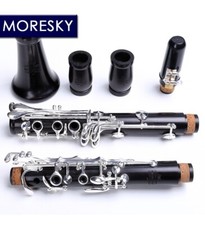 MORESKY Ebony Clarinet Bb 17/18 Keys Silver Plated Solid Wood Sib Klarnet M9