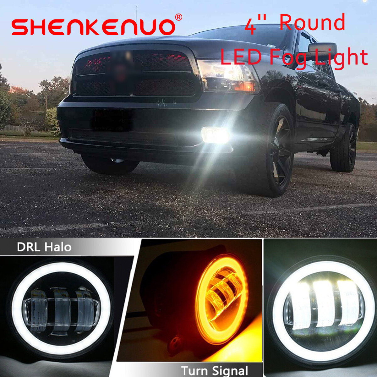 2011-2014 Dodge Charger 4in LED Fog Lights Front Bumper Driving Lamps Pair