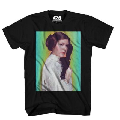 Star Wars Kinda Royal Princess Leia Holding a Blaster Black T