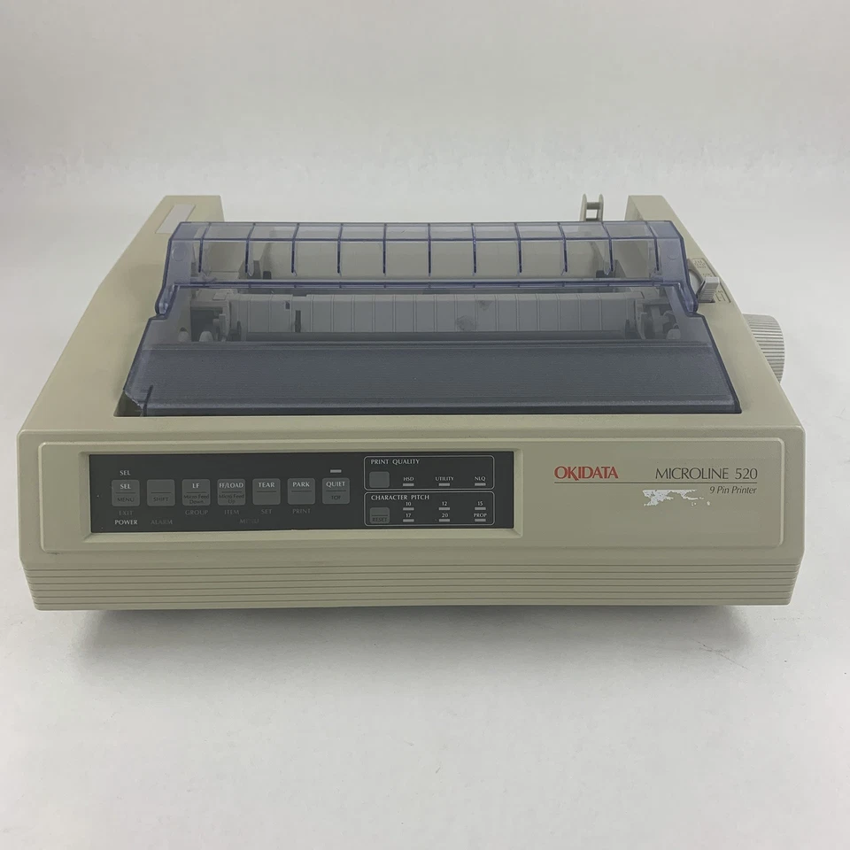 OKI Microline 520 Dot Matrix Printer 9 PIN Tested No Pull Up Assembly or Guide. - Image 2 of 4