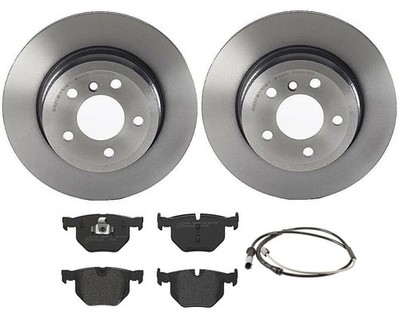 Brembo Rear Brake Kit Disc Rotors Low-Met Pads Sensor For BMW E70 F15 X5 E71 X6
