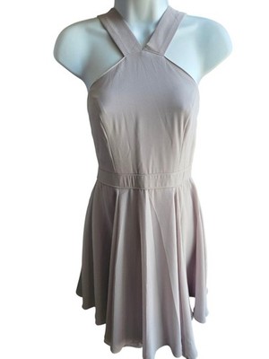 Lulus Air Of Romance Chiffon Gray Bridesmaid Short Dress Size S