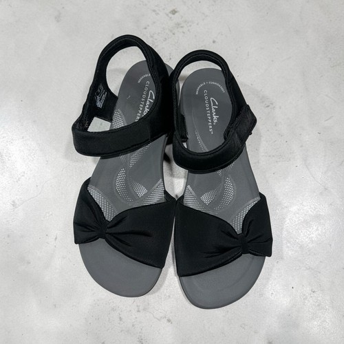 Clarks Cloudsteppers Ankle Strap Sandals Women's 8 M Black Stappy Heels Shoes - Picture 3 of 6