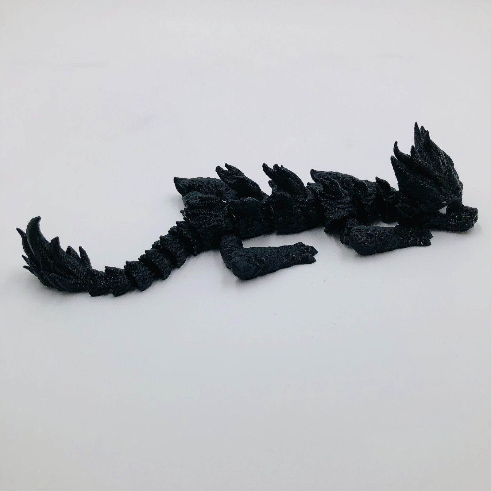 3D Printed Cute Black Baby Dragon Mystical Dark Articulating 6.5 Inch US Made