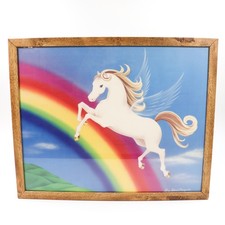 Vtg Unicorn Rainbow 3D Wall Decor Picture 198...
