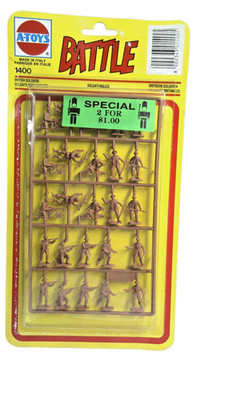 Vintage ESCI Battle British Soldiers Plastic Figures Sprue Italy Brown Army Men