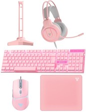 Wired Gaming Keyboard and Mouse Set, Over-Ear Headphone and Headset Stand, Ga...