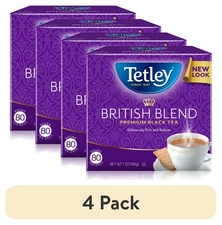 (4 pack) Tetley British Blend Premium Black Tea, 80 Count Tea Bags
