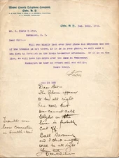 1902 Wayne County Telephone Company Letter Clyde NY Early Telecom Ephemera