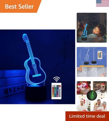 3D Night Light Guitar Gifts for Music Lover, 3D Illusion Lamp with Remote Con...