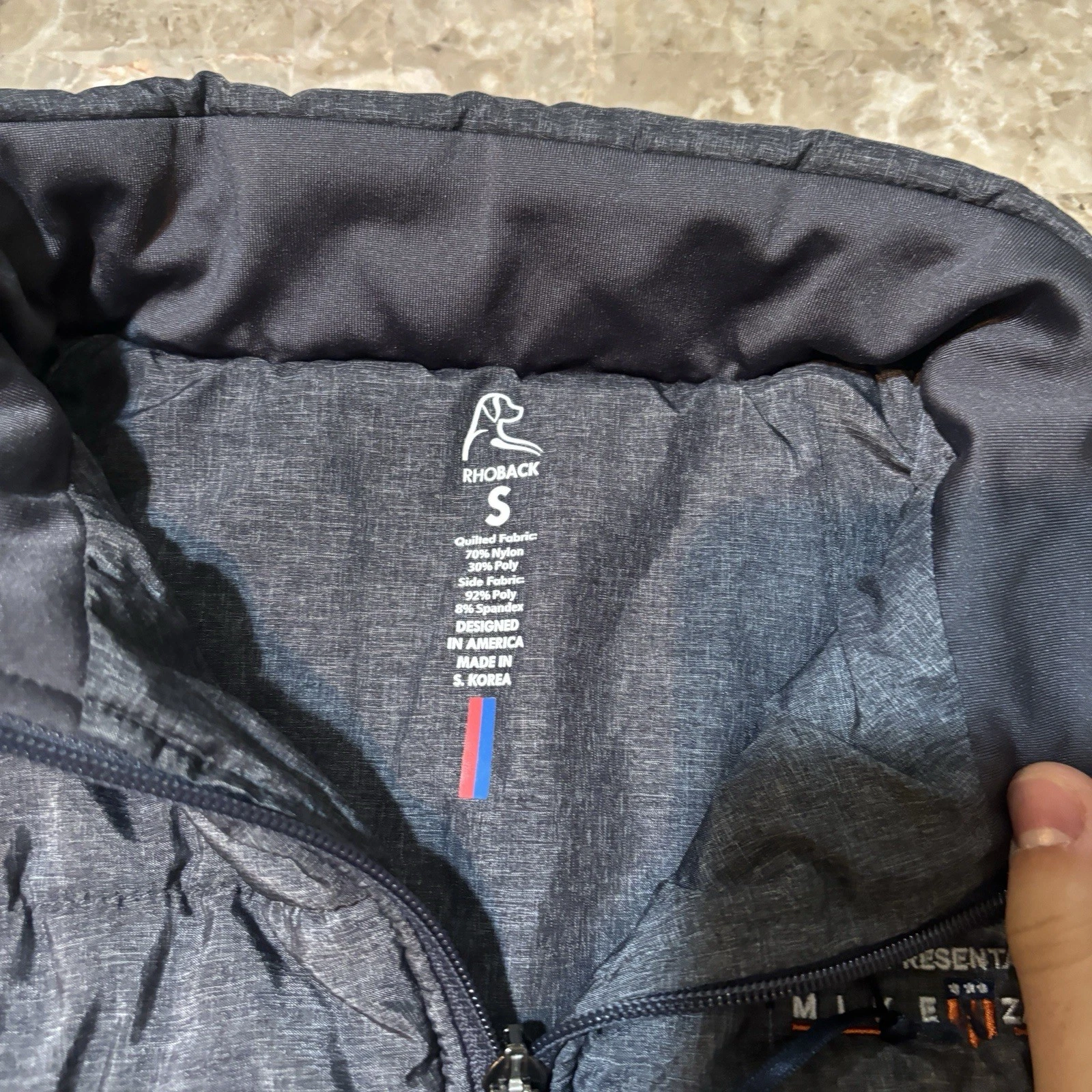 Rhoback Fulton Vest Mens Small Grey Hybrid Sleeveless Gilet Company Logo - product detail image 2