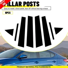 8x Black Side Window Door Pillar Posts Cover Trim For Hyundai Elantra 2017-2020