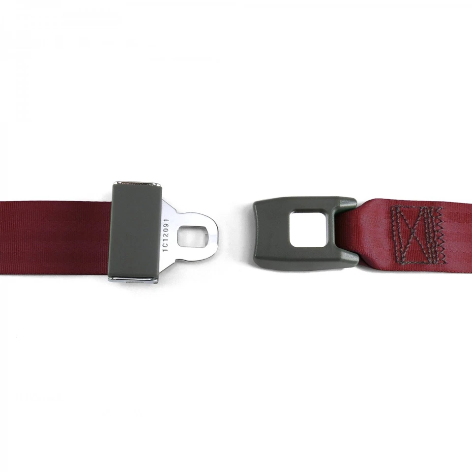 Early Cars 1941 - 1948 Standard 2pt Burgandy Lap Bench Seat Belt Kit - 3 Belts   - Image 3 of 4