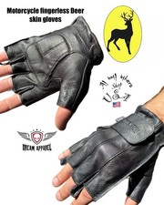 Gel Palm Riding Fingerless Deer Skin Gloves Full Panel XL Size