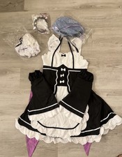 Disfraz Cosplay Re Zero Rem Ram Anime Mujeres Conjunto Halloween Fiesta Vestido Traje