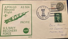 SPACE COVER, BECK NAVAL #B778 APOLLO 9 ONBOARD NICHOLAS (DD-449) 13 MARCH 1969