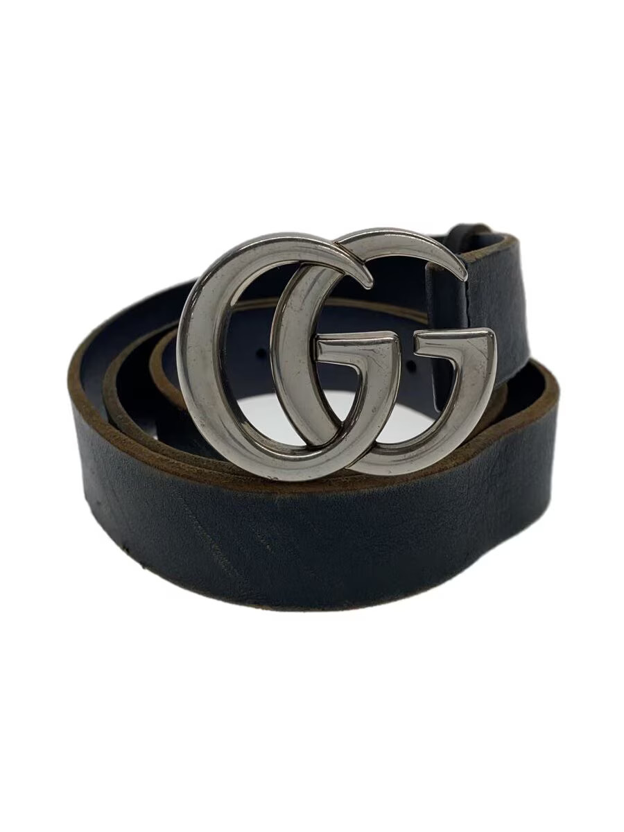 GUCCI Mens Navy Blue Leather Plain Belt 414516