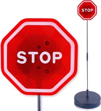 Flashing LED Stop Sign Garage Parking Assistant System | Bumper Sensor, Red (1 P