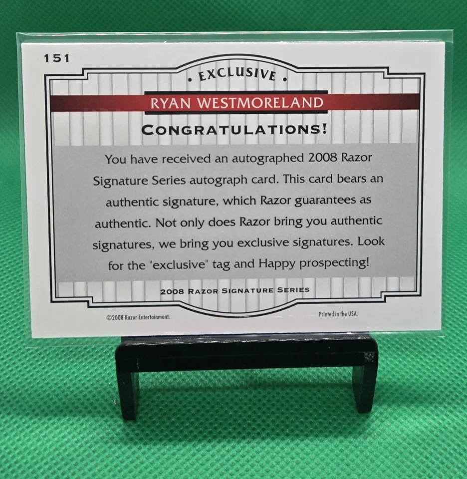2008 Razor Signature Series Exclusive Signatures Ryan Westmoreland 206/1999 - Image 2 of 2