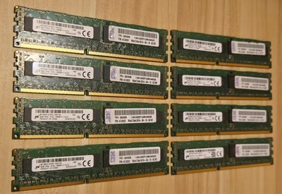 Lot of 8 Micron 8GB 1Rx4 PC3L-12800R DDR3 1600MHz ECC REG Server RAM Memory IBM