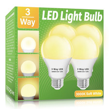 3 Way LED Light Bulbs 4 Pack, A19 30 70 100W Soft White 3000K/5000K
