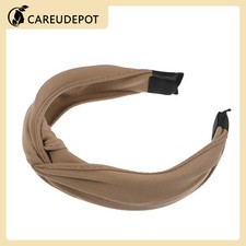 1Pcs Satin Knotted Headband Knot Cross Hairband for Women Light Brown 1.2" Wide