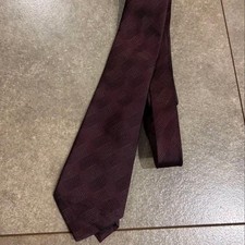 HIROKO KOSHINO Burgundy Silk Check Tie 8cm Wide Used