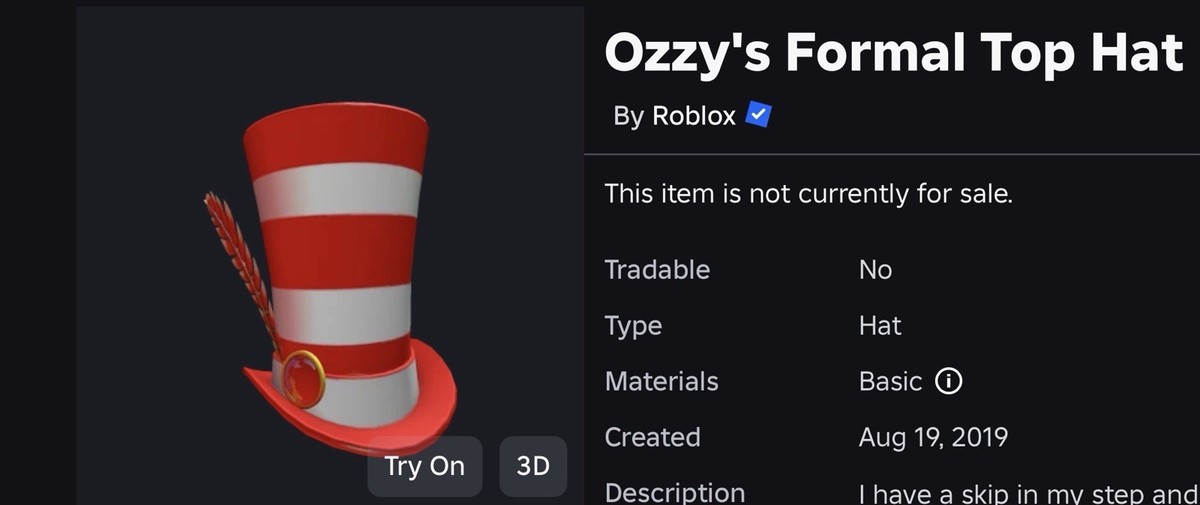 Hat おまとめ購入ページ R0BLOX Toy Code - Ozzy's Formal Top Hat | Celebrity Series 5 | eBay
