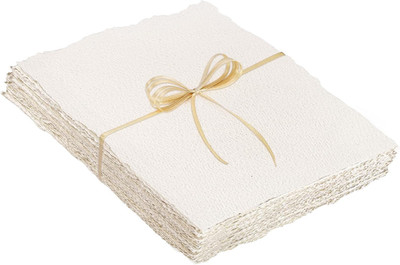 25 Sheets Watercolor Paper 8.5 x 11, 300 GSM Deckled Edge Paper Rough/Textured H
